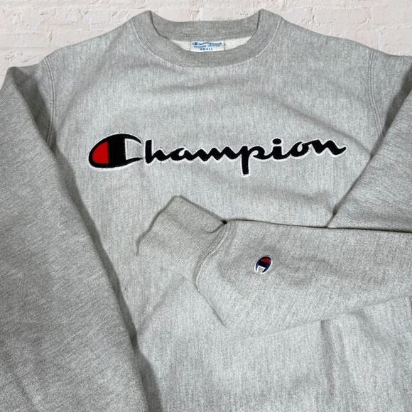 Champion Reverse Weave Crewneck Sweatshirt Heather Gray Small Vintage - Picture 2 of 8